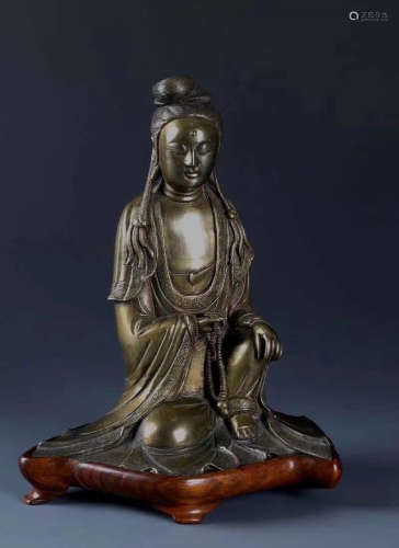 Chinese Ming Dynasty Bronze Guanyin Statue