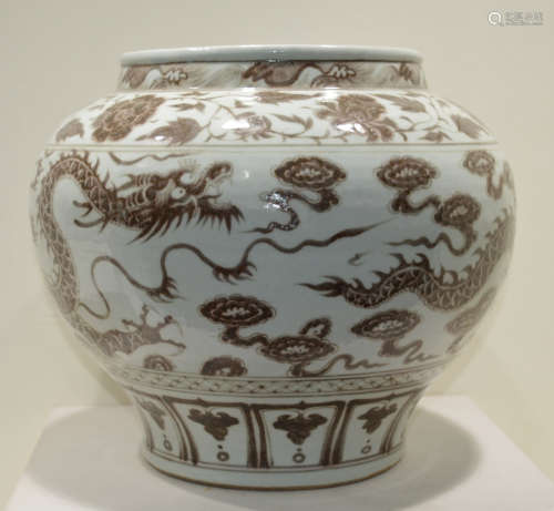 Chinese Yuan Dynasty Underglaze Red Porcelain Jar