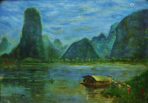 周丽华 风景 布面油画