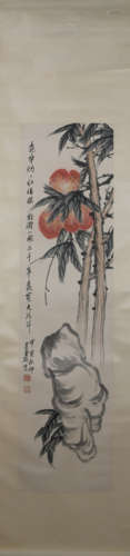 Modern Wu changshuo's birthday peach painting