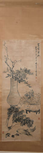 Qing dynasty Li fangying's flower painting