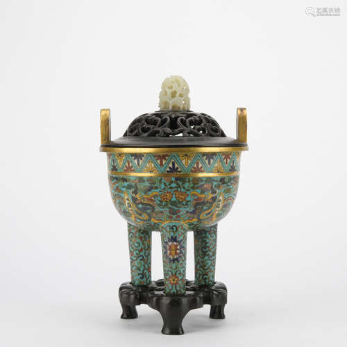 Qing dynasty cloisonne incense burner with ****** pattern