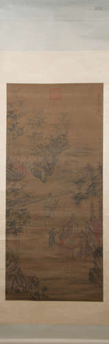 Tang dynasty Yan liben's landscape and figure painting