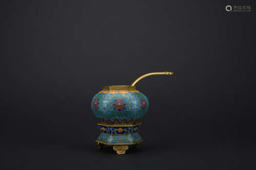 Qing dynasty cloisonne jar with twisted branch lotus pattern