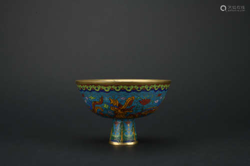 Qing dynasty cloisonne high-foor bowl with ****** pattern