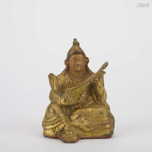 Qing dynasty gilt bronze statue of Guan Yu