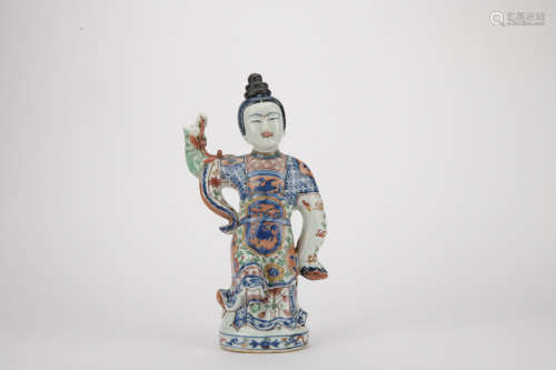 Ming dynasty multicolored maid with flowers pattern