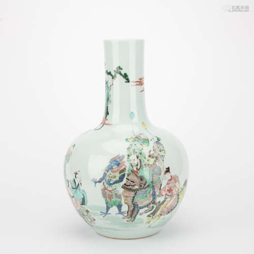 Qing dynasty famille rose celestial bottle with figure pattern