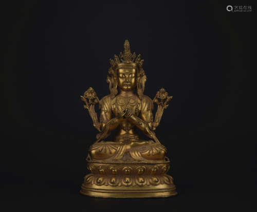 Ming dynasty gilt bronze statue of Avalokiteshvara
