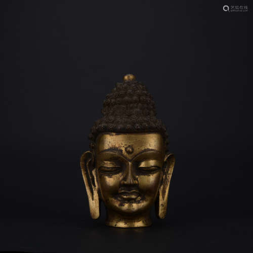 Qing dynasty gilt bronze buddha head