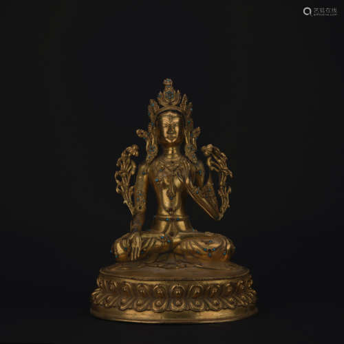 Qing dynasty gilt bronze statue of Tara