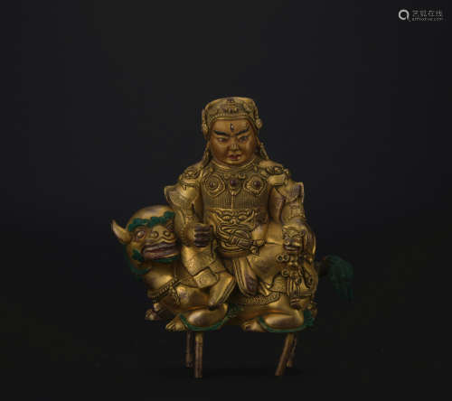 Qing dynasty gilt bronze statue of the King of Wealth