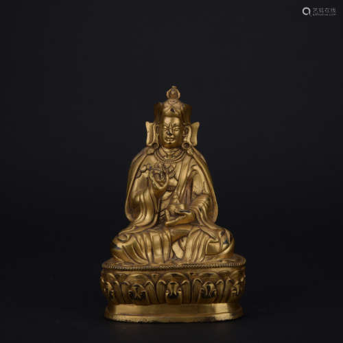 Qing dynasty gilt bronze statue of Padmasambhava