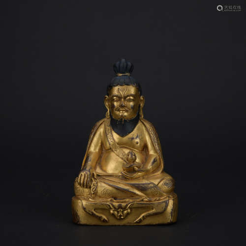 Qing dynasty gilt bronze statue of mahasiddhas