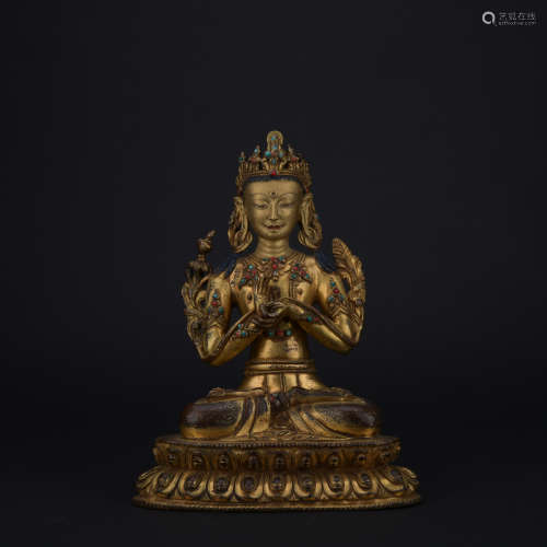 Qing dynasty gilt bronze statue of Drolma