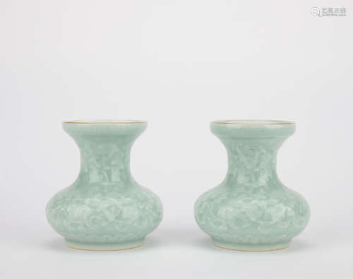 Qing dynasty Ru kiln candlestick 1*pair