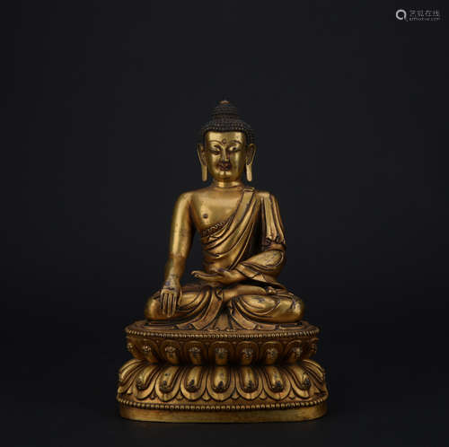 Ming dynasty gilt bronze statue of shakyamuni