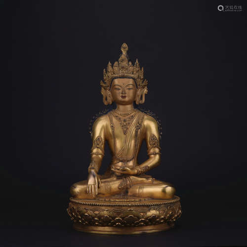 Qing dynasty gilt bronze statue of Avalokiteshvara