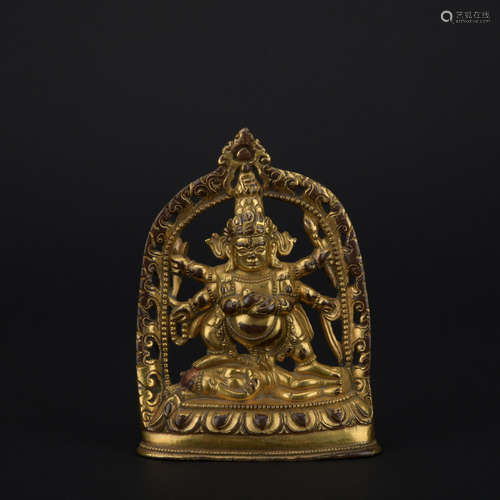 Qing dynasty gilt bronze statue of the god of wealth