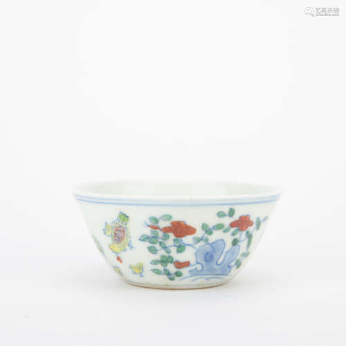 Ming dynasty fighting colors glaze Cylinder cup chicken