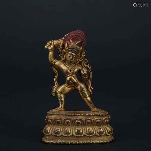 Qing dynasty gilt bronze statue of Dharmapalas