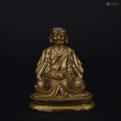 Qing dynasty gilt bronze statue of guru