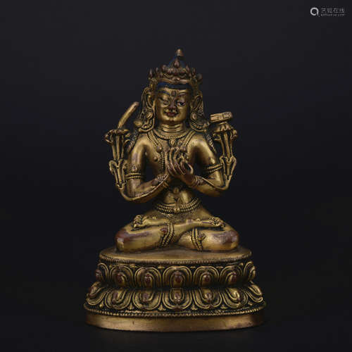 Qing dynasty gilt bronze statue of Manjushri