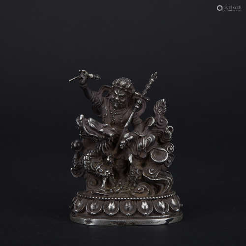 Qing dynasty silver statue of Dharmapalas