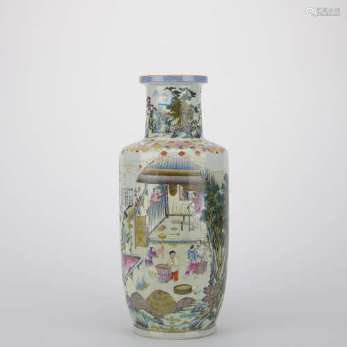 Qing dynasty famille rose jar with figure pattern