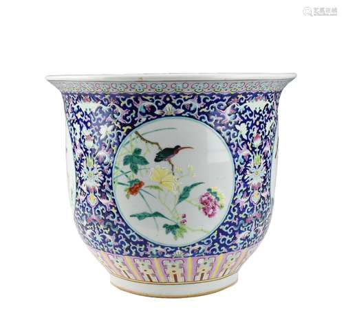 Large Chinese Famille Rose Flower Basin,19th C.