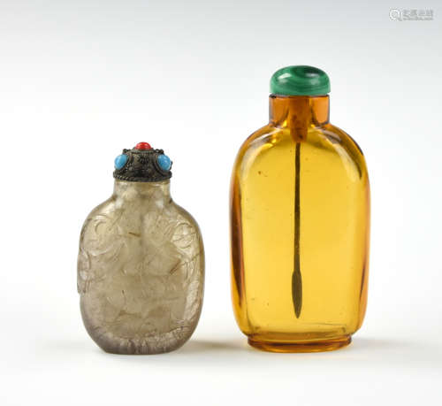 Chinese Glass and A Crystal Snuff Bottle