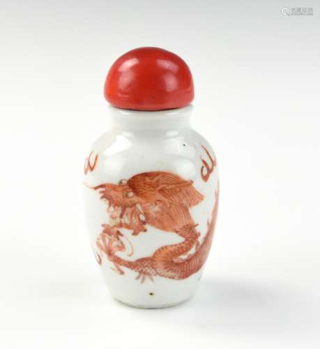 Chinese Iron-Red Porcelain Snuff Bottle,19th C.