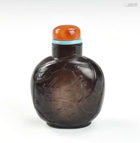 Chinese Cyrstal Snuff Bottle w/ Agate Stopper