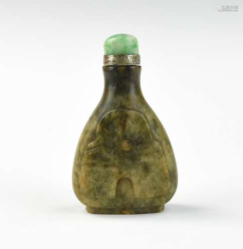 Chinese Green Jadeite Snuff Bottle,19th C.