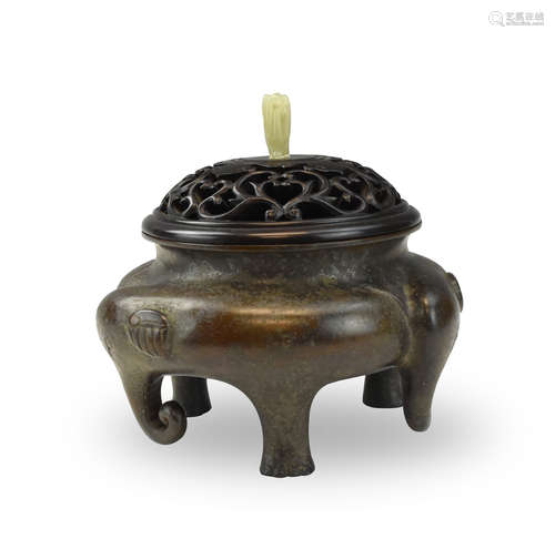 Chinese Elephant Shaped Bronze Censer and Cover