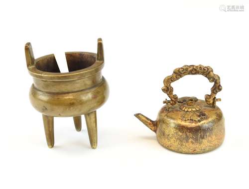 Mini Chinese Antique Bronze Censer and Water Drop