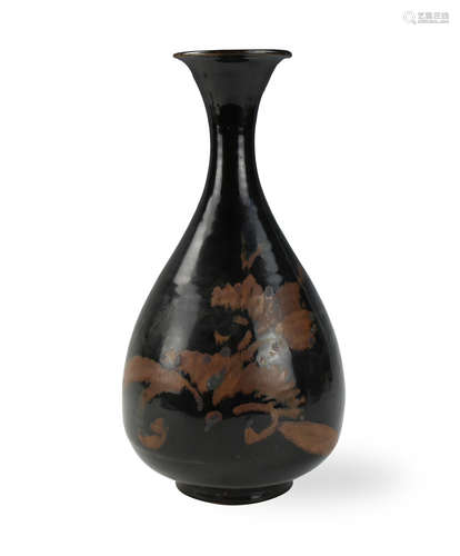 Chinese Cizhou Ware Black Glazed Russet Vase