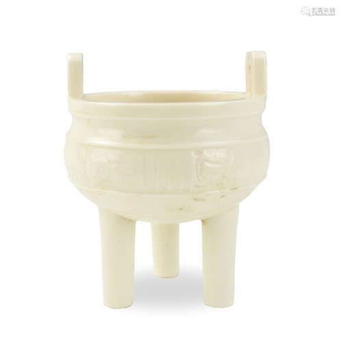 Chinese Dehua White Glazed Tripod Censer