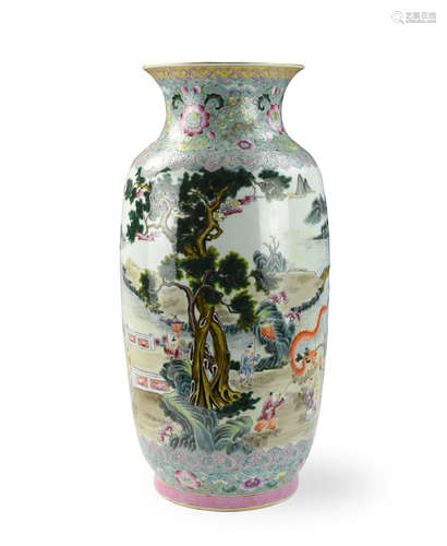 Large Chinese Famille enamel Latern Vase ,ROC P.