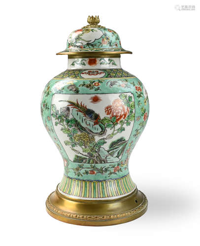 Chinese Famille Verte Jar & Cover, MAL,Guangxu P.