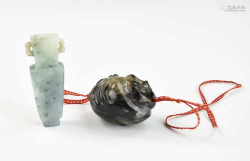Chinese Jade Pendant & Mini Jadeite Vase