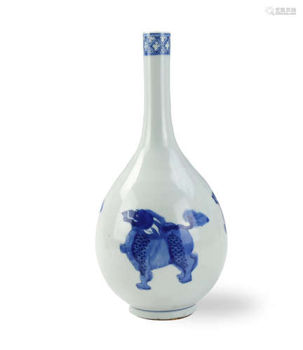 Chinese Blue & White Vase w/ Qirin, Kangxi Mark