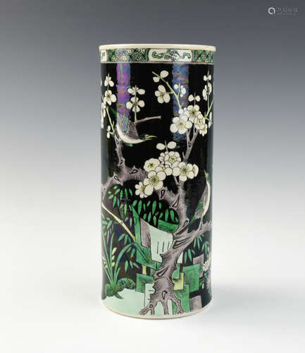 Chinese Black Ground Sancai Glazed Vase, 19th C.