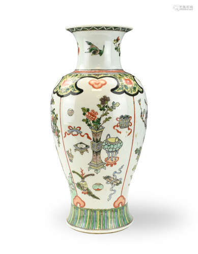 Chinese Famille Verte Guanyin Vase , 19th C.