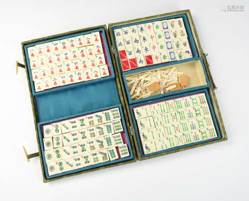 Set of Antique Chinese Mahjong w/ Case