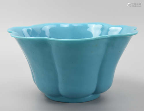 Chinese Blue Peking Glass Flower Bowl ,ROC Period