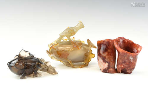 Set of Chinese Agate ,Crystal &Soapstone Ornaments