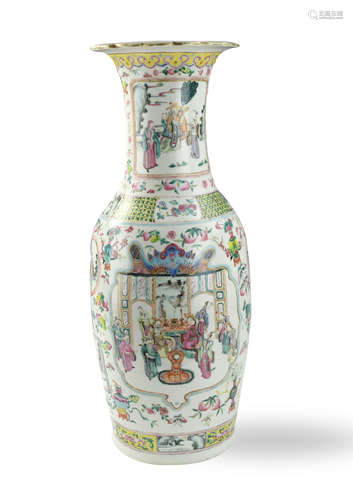 Chinese Famille Rose Vase W/ Court Scene,19th C.