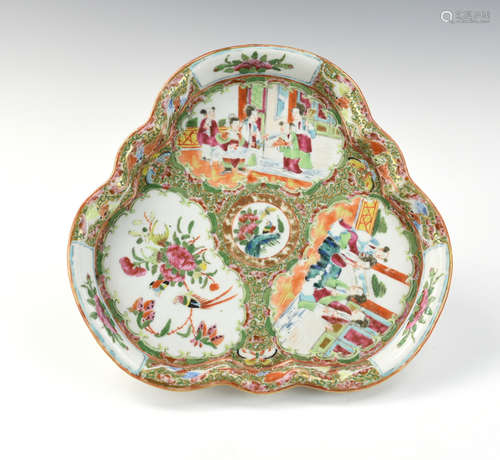 Chinese Canton Glazed Plate w/ Figures, 19th C.