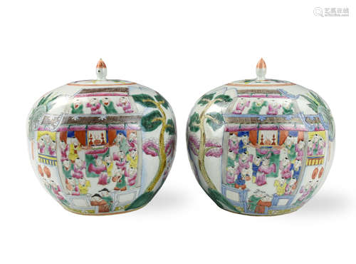 Pair of Chinese Famille Rose Jars,19th C.